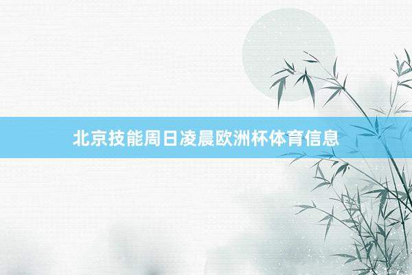 北京技能周日凌晨欧洲杯体育信息