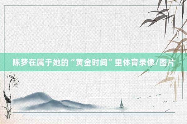 陈梦在属于她的“黄金时间”里体育录像/图片
