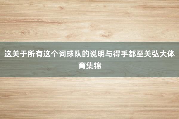 这关于所有这个词球队的说明与得手都至关弘大体育集锦