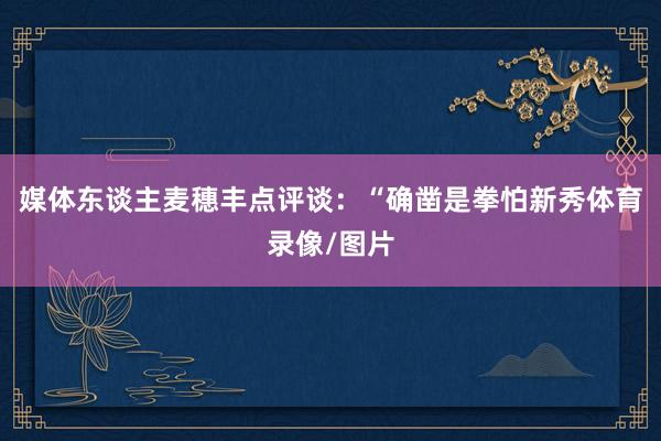 媒体东谈主麦穗丰点评谈：“确凿是拳怕新秀体育录像/图片