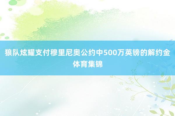 狼队炫耀支付穆里尼奥公约中500万英镑的解约金体育集锦