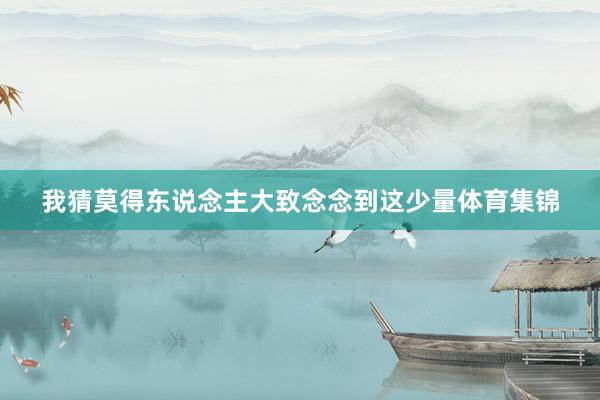 我猜莫得东说念主大致念念到这少量体育集锦