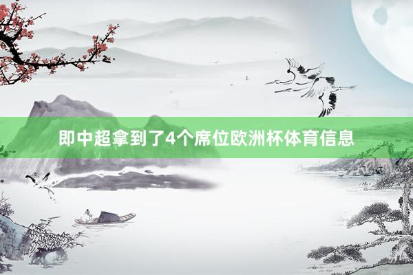 即中超拿到了4个席位欧洲杯体育信息