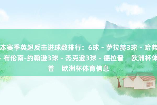 本赛季英超反击进球数排行：6球 - 萨拉赫3球 - 哈弗茨3球 - 布伦南-约翰逊3球 - 杰克逊3球 - 德拉普    欧洲杯体育信息