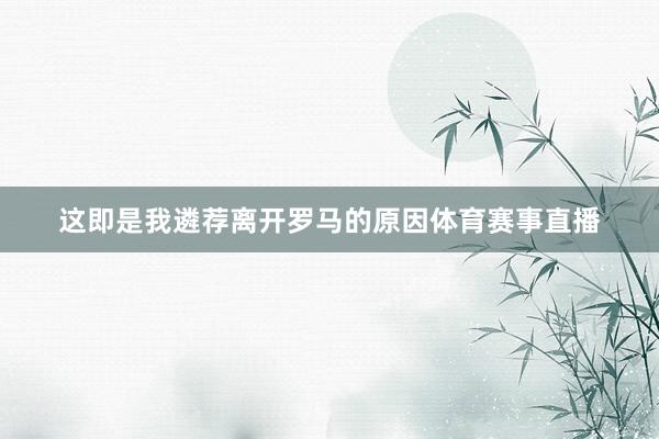 这即是我遴荐离开罗马的原因体育赛事直播