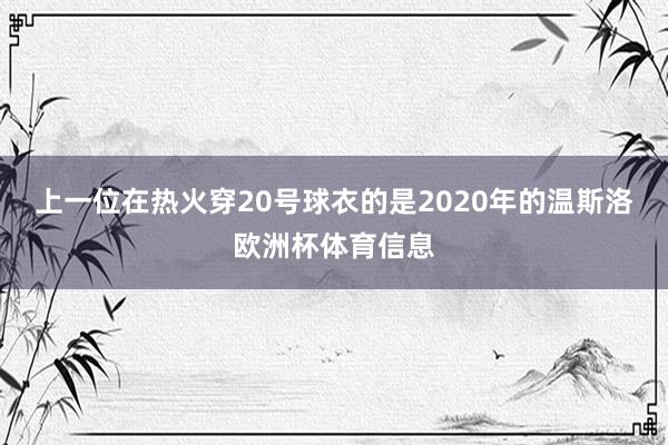 上一位在热火穿20号球衣的是2020年的温斯洛欧洲杯体育信息