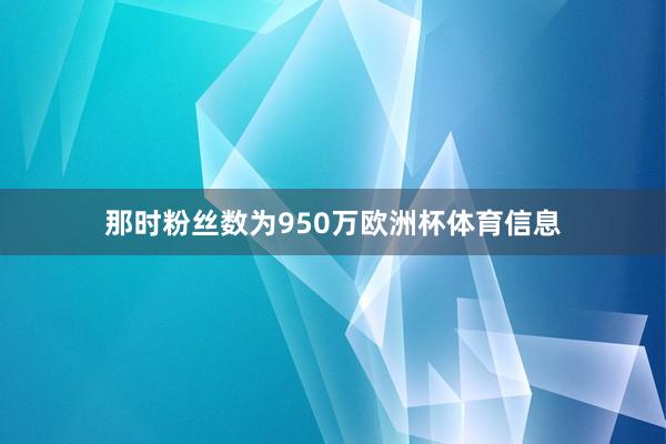 那时粉丝数为950万欧洲杯体育信息