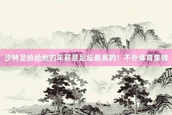 沙特足协给他的年薪是足坛最高的！不外体育集锦