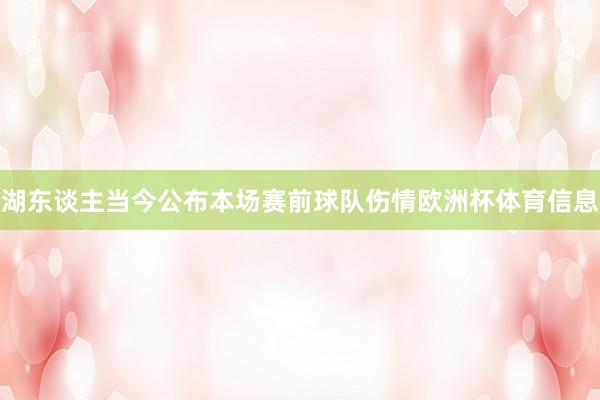 湖东谈主当今公布本场赛前球队伤情欧洲杯体育信息
