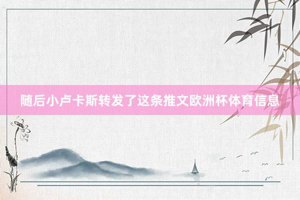 随后小卢卡斯转发了这条推文欧洲杯体育信息