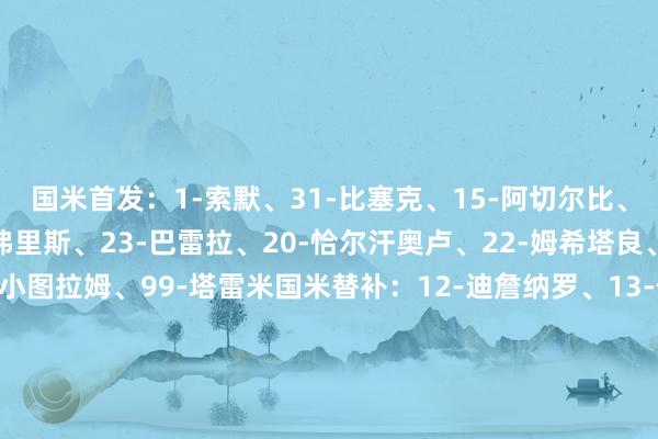 国米首发：1-索默、31-比塞克、15-阿切尔比、95-巴斯托尼、2-邓弗里斯、23-巴雷拉、20-恰尔汗奥卢、22-姆希塔良、32-迪马尔科、9-小图拉姆、99-塔雷米国米替补：12-迪詹纳罗、13-何塞普-马丁内斯、6-德弗里、7-泽林斯基、8-阿瑙托维奇、11-华金-科雷亚、21-阿斯拉尼、28-帕瓦尔、30-奥古斯托、36-达米安、53 托帕洛维奇、59-扎莱夫斯基拉皆奥首发：35-曼达斯