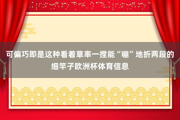 可偏巧即是这种看着草率一捏能“嘣”地折两段的细竿子欧洲杯体育信息