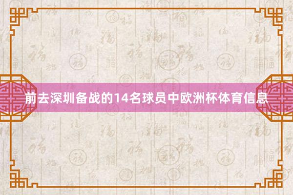 前去深圳备战的14名球员中欧洲杯体育信息