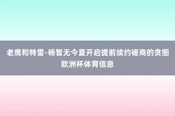 老鹰和特雷-杨暂无今夏开启提前续约磋商的贪图欧洲杯体育信息