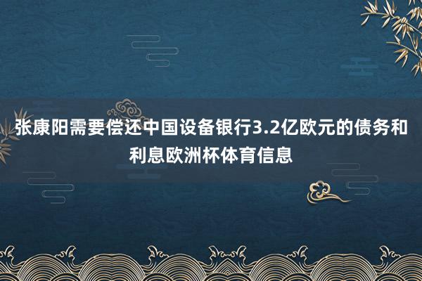 张康阳需要偿还中国设备银行3.2亿欧元的债务和利息欧洲杯体育信息