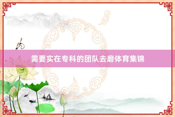 需要实在专科的团队去磨体育集锦