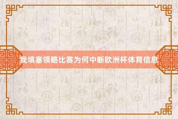 我填塞领略比赛为何中断欧洲杯体育信息