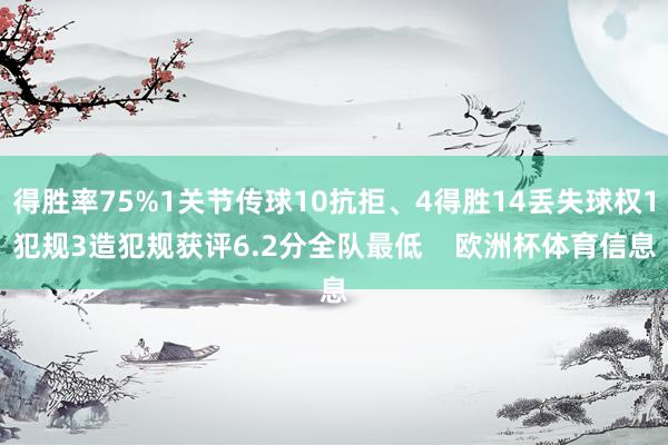 得胜率75%1关节传球10抗拒、4得胜14丢失球权1犯规3造犯规获评6.2分全队最低    欧洲杯体育信息