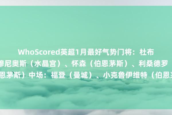 WhoScored英超1月最好气势门将：杜布拉夫卡（纽卡）后卫：穆尼奥斯（水晶宫）、怀森（伯恩茅斯）、利桑德罗（曼联）、米洛什（伯恩茅斯）中场：福登（曼城）、小克鲁伊维特（伯恩茅斯）、科瓦西奇（曼城）、塞梅诺（伯恩茅斯）先锋：哈兰德（曼城）、伊萨克（纽卡）体育赛事直播