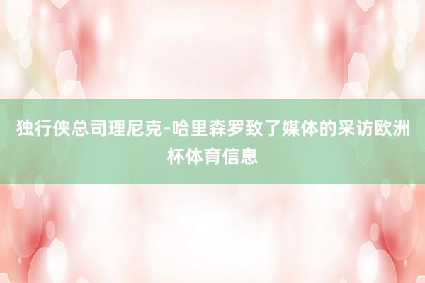 独行侠总司理尼克-哈里森罗致了媒体的采访欧洲杯体育信息