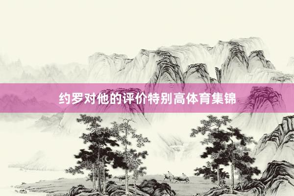约罗对他的评价特别高体育集锦
