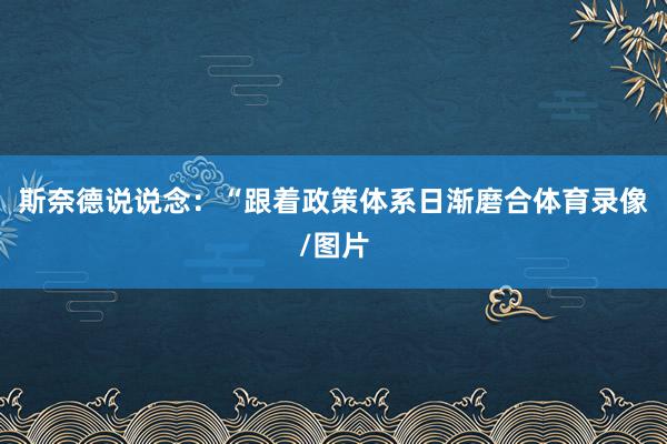 斯奈德说说念：“跟着政策体系日渐磨合体育录像/图片