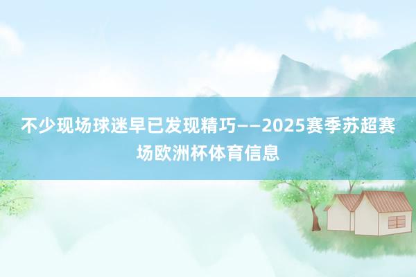 不少现场球迷早已发现精巧——2025赛季苏超赛场欧洲杯体育信息