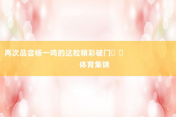 再次品尝杨一鸣的这粒精彩破门⚽️                            体育集锦