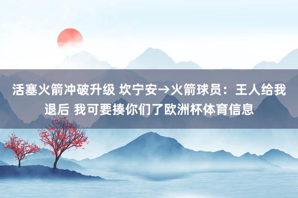 活塞火箭冲破升级 坎宁安→火箭球员：王人给我退后 我可要揍你们了欧洲杯体育信息
